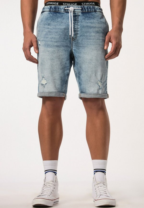 BERMUDA DESTROYED - Jeans Shorts - bleached denim