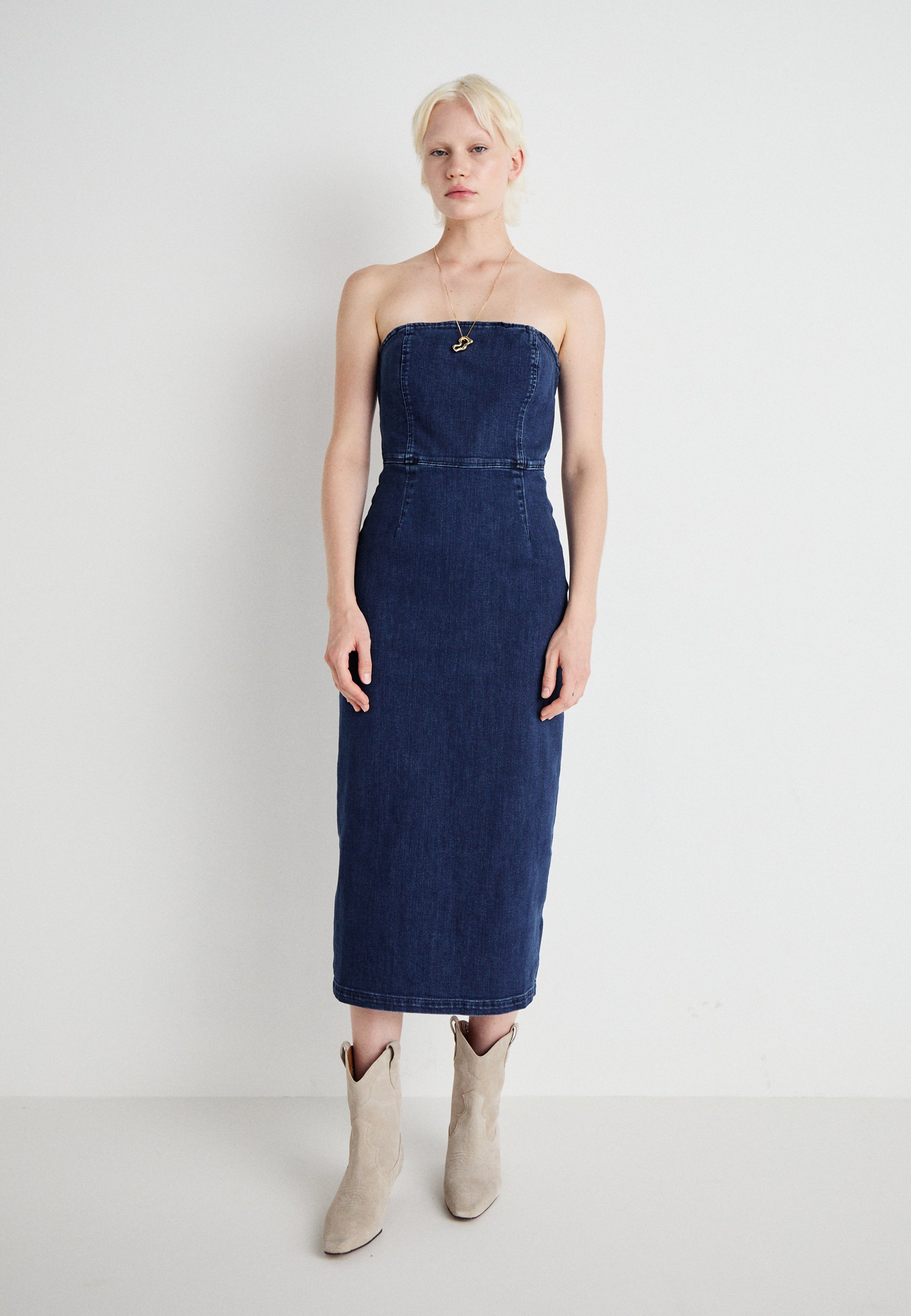 white christmas dresses The Winona: Strapless Denim Maxi Dress S