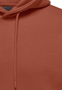 Roodbruin hoodie van een gestructureerde katoenen stof, met een trekkoordsluiting en een buidelzak. Glad afwerking met een comfortabele feel.