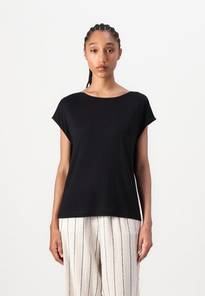 SHOULDER SLIT - Nyomott mintás póló - deep black