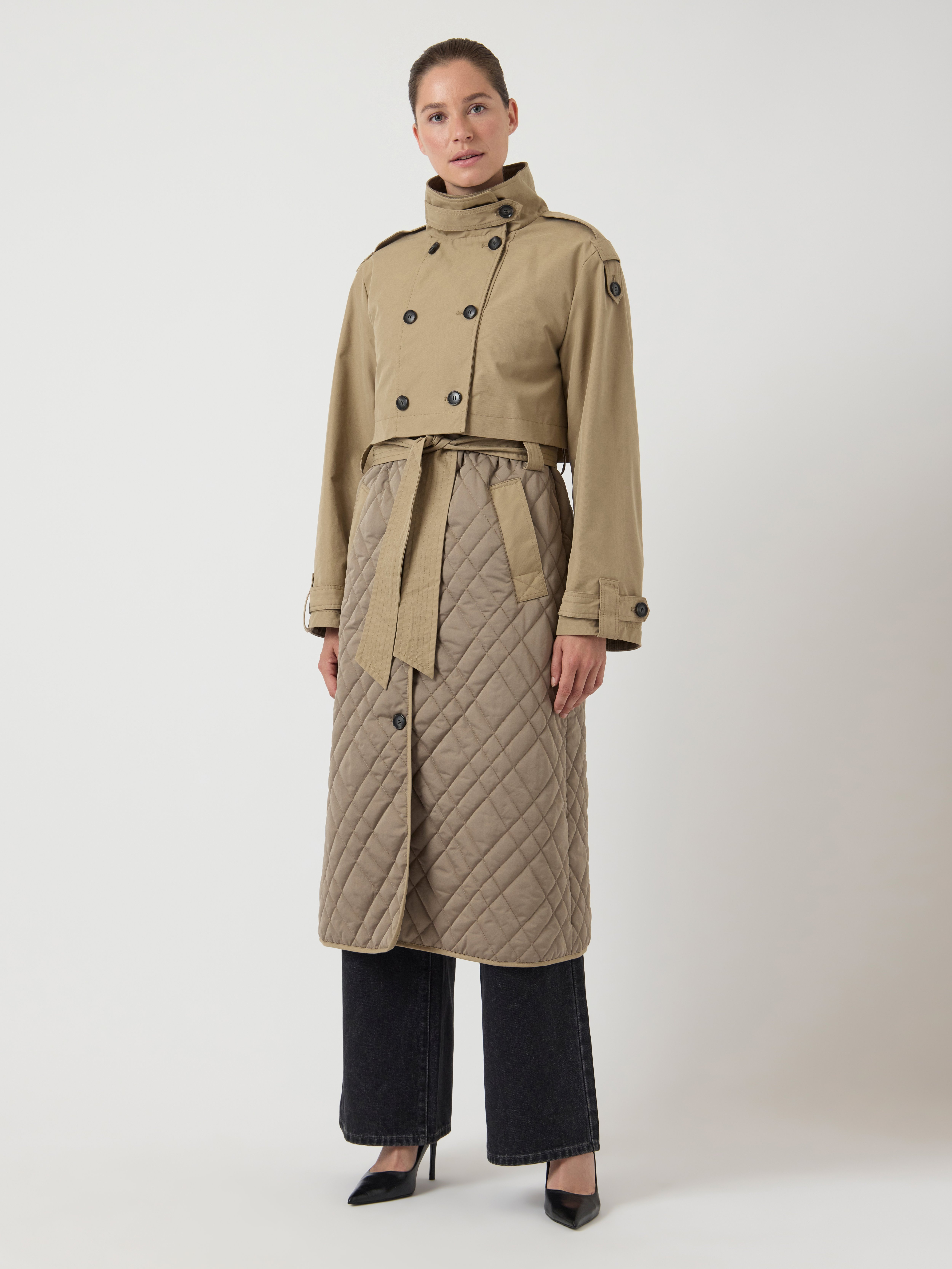 stand collar pearl button coat（beige） stand collar pearl button coat（beige） レディース