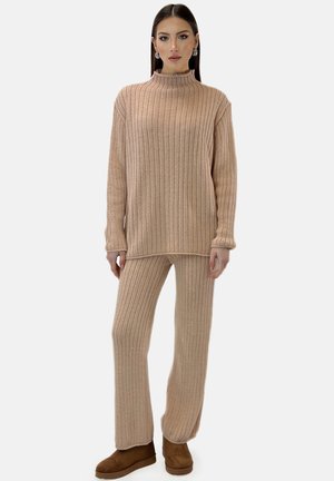 SET - Striktrøje - beige