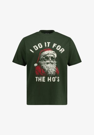 JP1880 KORTE MOUWEN X-MAS RONDE HALS - T-Shirt print - donkergroen