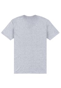 Grå kortærmet t-shirt lavet af blødt stof, med en klassisk rund halsudskæring og en ensfarvet bagside uden grafik eller mønstre.