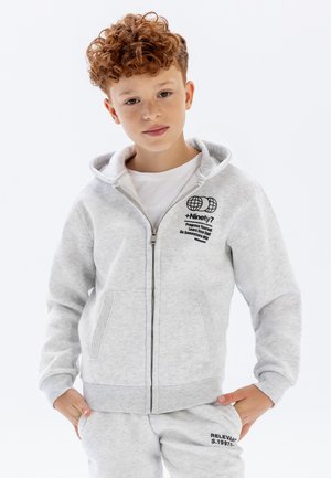 HOODED ZIP THROUGH - Vetoketjullinen college - grey