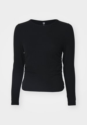 DKNY LONG SLEEVE CREW WITH SIDE RUCHING - Ilgarankovis viršutinės dalies drabužis - black