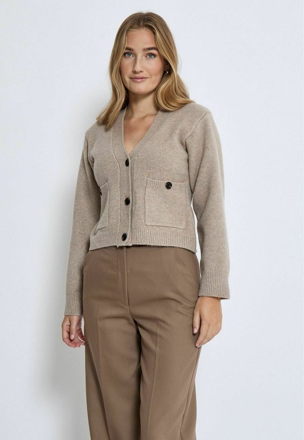 ELESTE V-NECK - Strickjacke - fungi melange