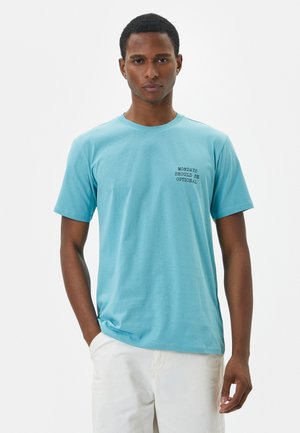 SLOGAN CREW NECK SHORT SLEEVE - Printtipaita - blue