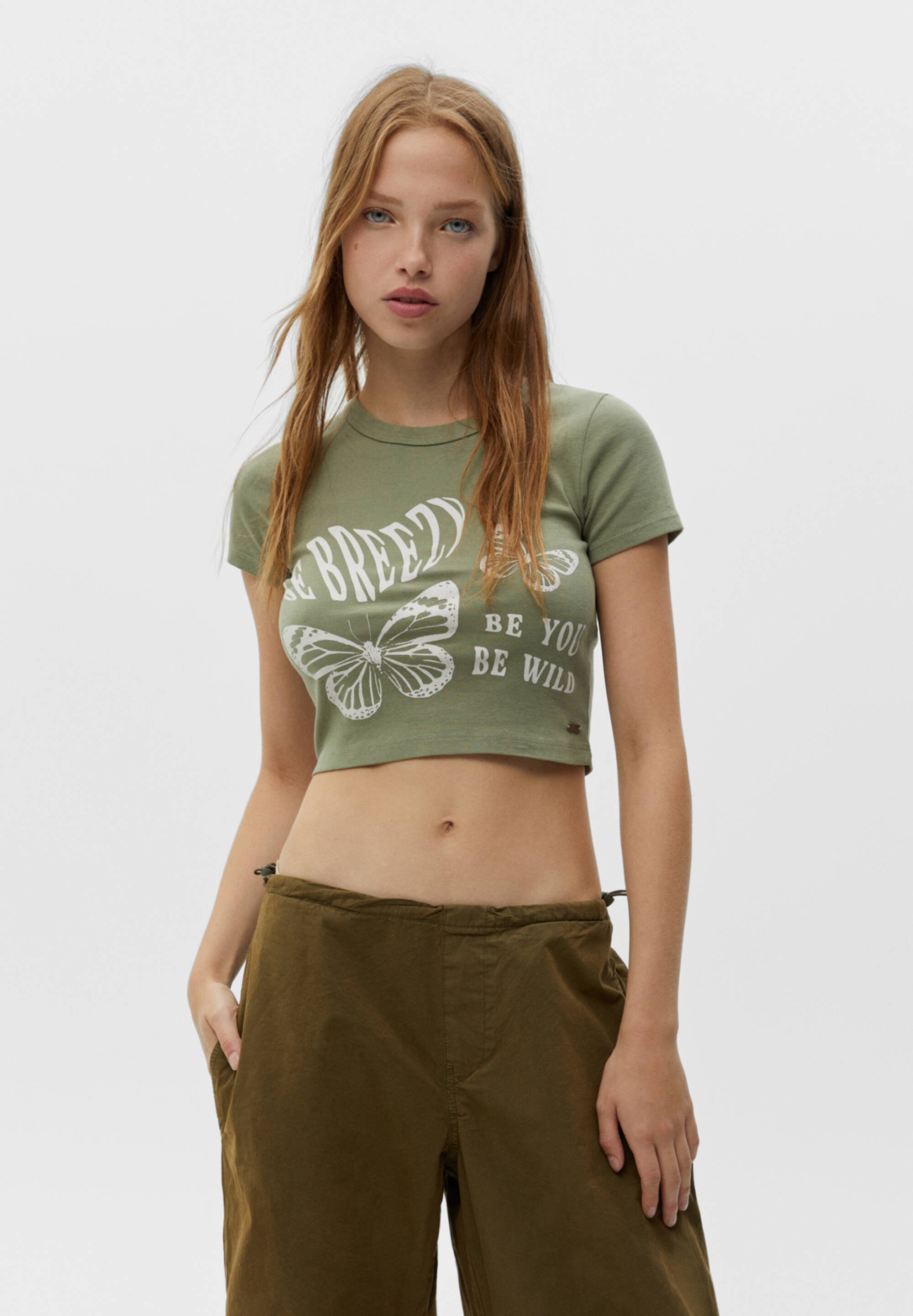 pull and bear crop t shirt