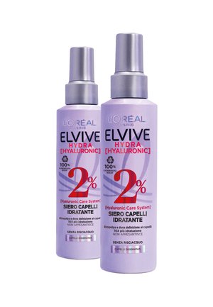 L'Oréal Paris ELVIVE SIERO SPRAY PER CAPELLI HYDRA HYALURONIC CON 2% DI HYALURONIC CARE SYSTEM. SENZA RISCIACQUO 150 ML - 2 PACK - Trattamenti capelli - trasparente