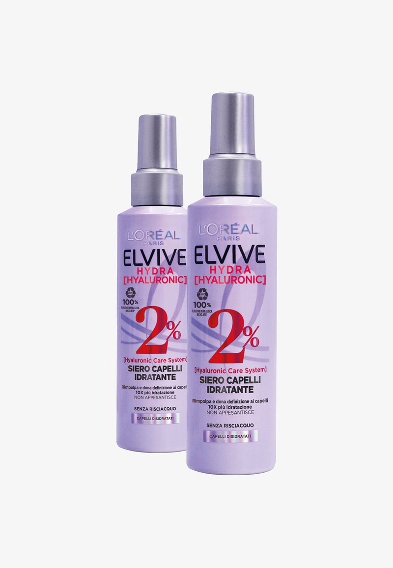 L'Oréal Paris - ELVIVE SIERO SPRAY PER CAPELLI HYDRA HYALURONIC CON 2% DI HYALURONIC CARE SYSTEM. SENZA RISCIACQUO 150 ML - 2 PACK - Siero per capelli - trasparente, Ingrandire