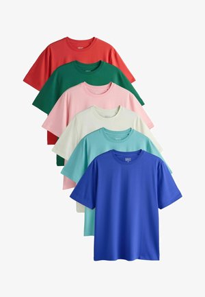 Next, T-SHIRT 6 PACK STANDARD - Lihtne T-särk - ecru blue red pink green teal green