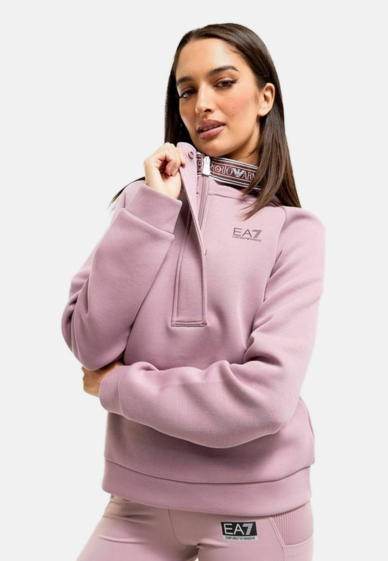 EA7 Emporio Armani MEZZA ZIP - Felpa con cappuccio - rosa