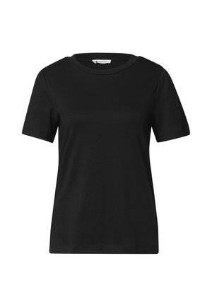 Street One, T-SHIRT WITH GATHERED SLEEVES - Basic T-shirt - black
