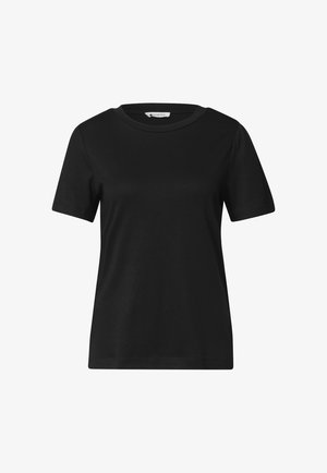 Street One, T-SHIRT WITH GATHERED SLEEVES - Basic T-shirt - black