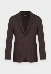 Καφέ σακάκι με δύο κουμπιά, γιακά με σκίσιμο, τσέπες με ραφή εξωτερικά, τσέπη στο στήθος και ετικέτα BOSS στην εσωτερική μεριά του γιακά.