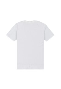 Hvid bomulds T-shirt med korte ærmer, rund halsudskæring og en ensfarvet ryg. Glat tekstur uden synlige mønstre eller accenter.