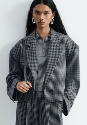 & OTHER STORIES, & OTHER STORIES CROPPED HOUNDSTOOTH BLAZER - Blazer - grey