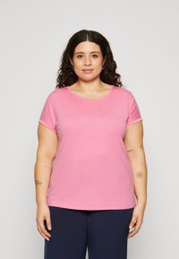 Vero Moda Curve VMAYA PLAIN - Lihtne T-särk - pink cosmos