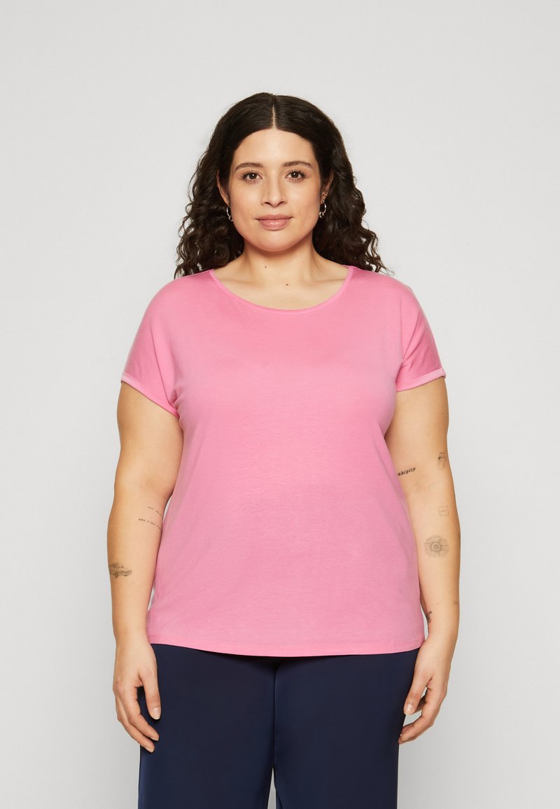 Vero Moda Curve VMAYA PLAIN - Lihtne T-särk - pink cosmos