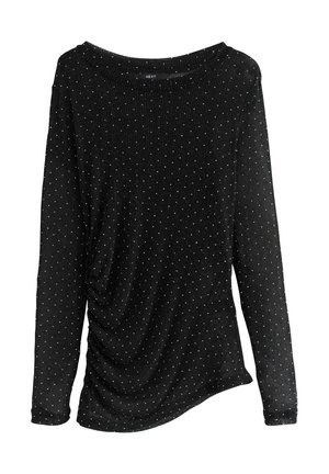REGULAR FIT - CREW NECK SHEER SPARKLE RUCHED  - Top dugih rukava - silver black
