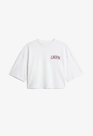 Calvin Klein Jeans, BOXY CROPPED BACK VARISTY LOGO - T-shirt imprimé - bright white