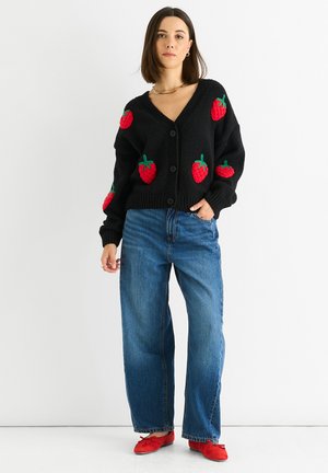 CONTRAST STRAWBERRY - Cardigan - schwarz