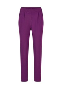 Slim-fit hoge taillebroeken in effen paars met plooien aan de voorkant en taps toelopende benen.