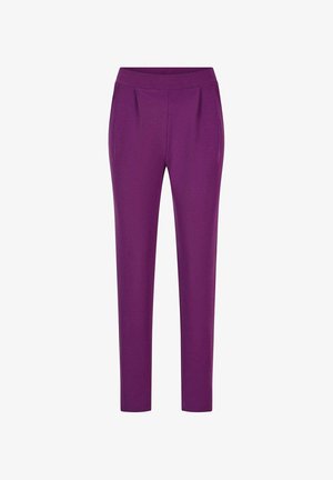 Schlanke, hochtaillierte Hosen in einfarbigem Lila mit Vorderfalten und schmal zulaufenden Beinen.