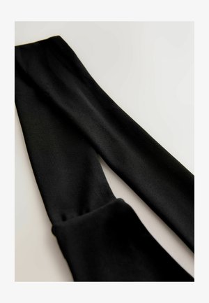 Schwarze Leggings aus glattem Stretchmaterial mit einer klassischen Passform. Dicke besitzt einen nahtlosen Bund und keine sichtbaren Muster oder Hardware.