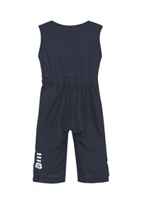 Marinblå ärmlös jumpsuit i lätt tyg, med ett elastiskt midjeband och justerbara manschetter med kardborreknäppning.