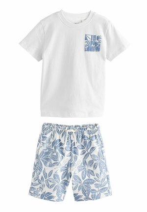 Next RELAXED FIT-SHORT SLEEVE SET - Spodnji deli trenirk - white blue surf