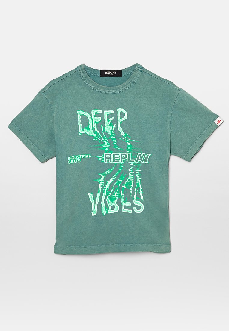 Replay T-shirt print groen