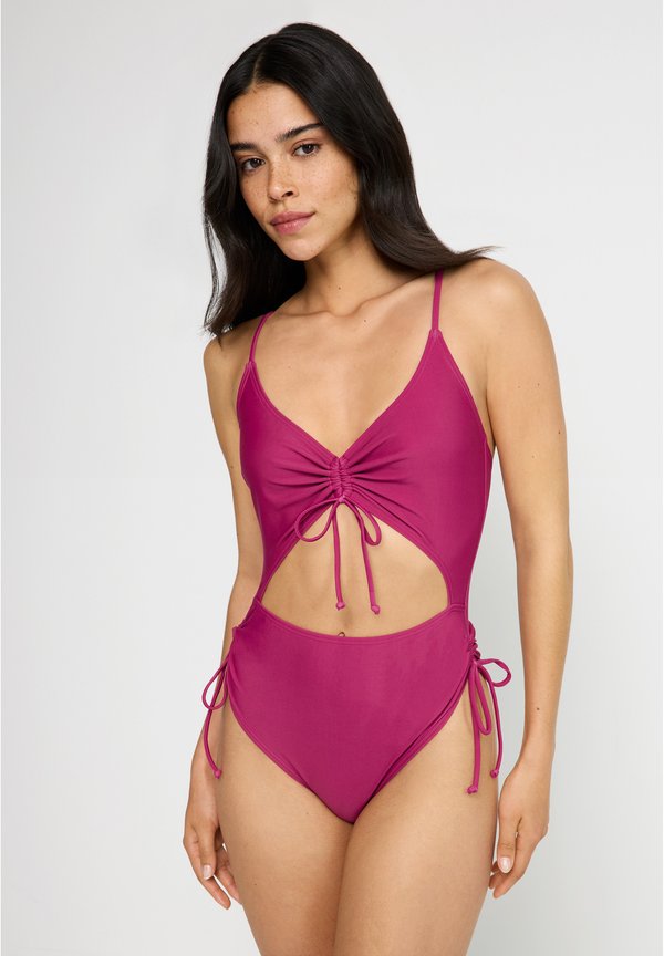 LSCN BY LASCANA MIT RAFFUNG CUT-OUT - Swimsuit - dark berry