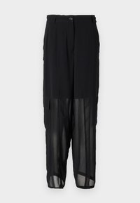 PELAGGI PANTALONE GEORGETTE - Cargo trousers - nero limousine
