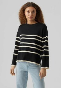 Vero Moda - VMSABA LS O-NECK STRIPE GA NOOS - Trui - black Miniatuurafbeelding 1