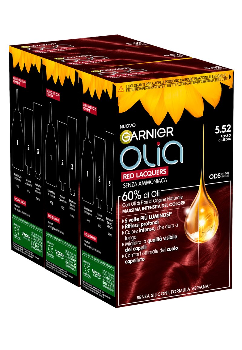Garnier - COLORAZIONE PERMANENTE SENZA PER UNA , COPRE IL BIANCHI DI ORIGINE NATURALE - 3 PACK - Tinte capelli - rosso ciliegia, Ingrandire