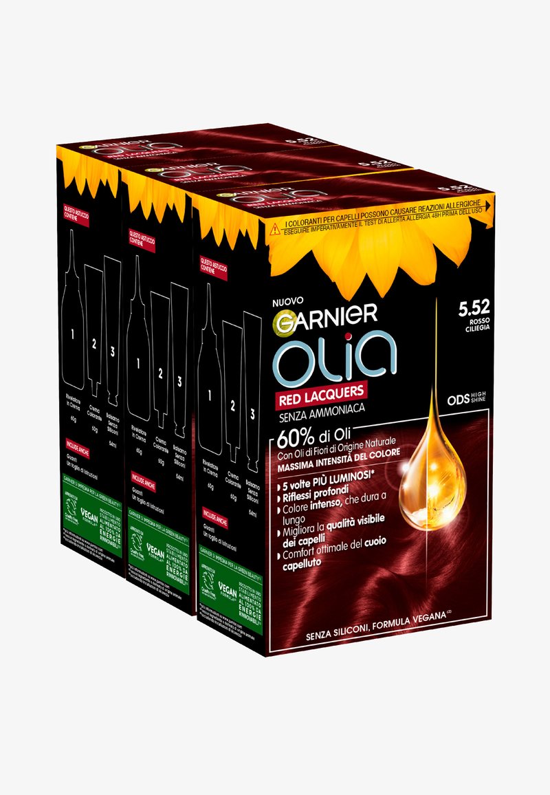 Garnier - COLORAZIONE PERMANENTE SENZA PER UNA , COPRE IL BIANCHI DI ORIGINE NATURALE - 3 PACK - Tinte capelli - rosso ciliegia, Ingrandire