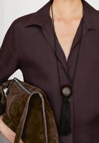 Massimo Dutti OPEN COLLAR LONG SLEEVE - Košilová halenka  - mottled bordeaux