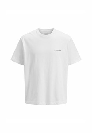 Witte katoenen t-shirt met korte mouwen, ronde hals en een klein geborduurd 'original studio' logo op de linkerkant van de borst.