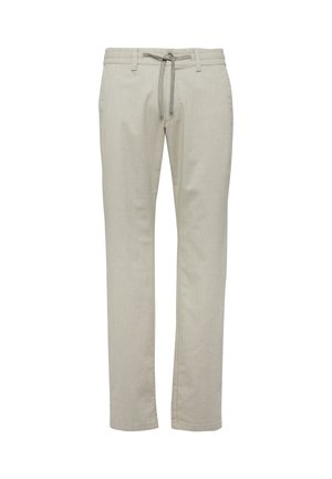 Hellbeige Cordhosen mit elastischem Bund, Kordelzug, Gürtelschlaufen und geradem Bein.