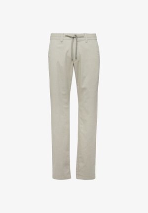 Hellbeige Cordhosen mit elastischem Bund, Kordelzug, Gürtelschlaufen und geradem Bein.