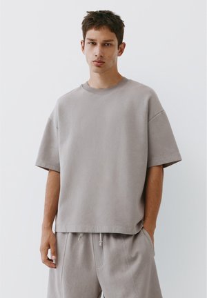 PULL&BEAR, INTERLOCK SHORT SLEEVE - T-shirt basic - light grey