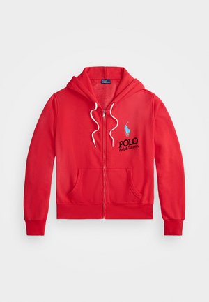 Polo Ralph Lauren BIG PONY LIGHTWEIGHT FLEECE ZIP HOODIE - Vetoketjullinen college - deep orangey red