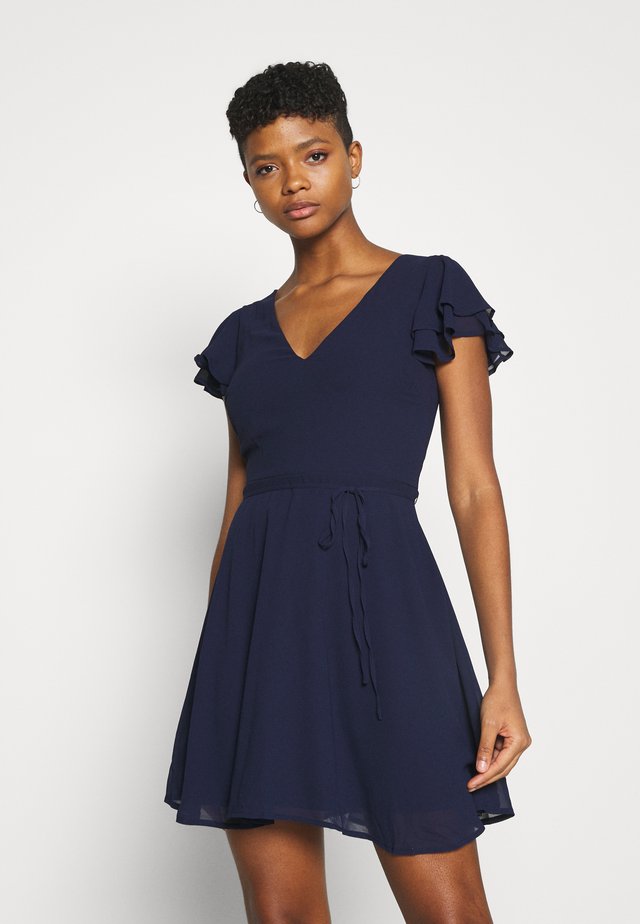 DOUBLE FLOUNCE SLEEVE DRESS - Cocktailkleid/festliches Kleid - navy