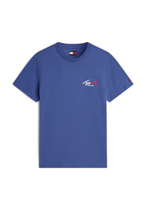 Tommy Jeans, SLIM SIGN CHEST TEE - T-shirt basic - blue storm