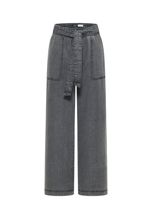 Cecil, WIDE LEG HOSE MIT BINDEGÜRTEL - Loose fit -farkut - mid grey random wash