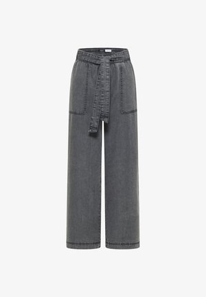 Cecil, WIDE LEG HOSE MIT BINDEGÜRTEL - Jean large - mid grey random wash
