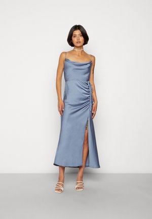 COWL RUCHED SLIP - Juhlamekko - dusty blue