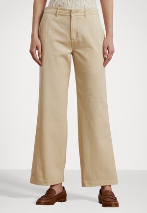 COTTON TWILL WIDE LEG PANT - Bukse - ivory beige